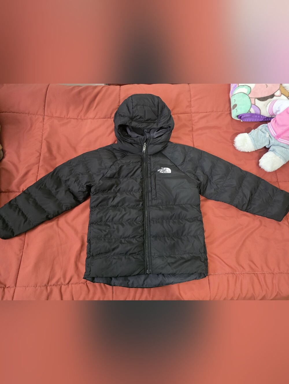 The North Face Black Puffer Hooded reversible jacket